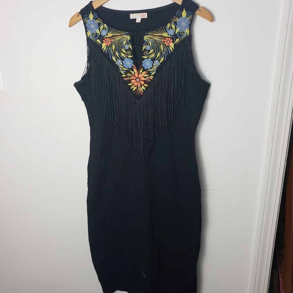 Chic boho Embroidered tassel midi dress